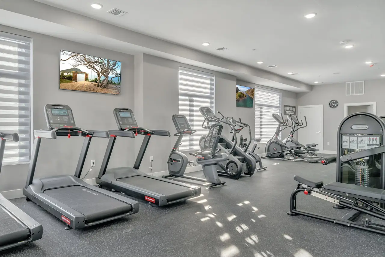 Fitness room with treadmills